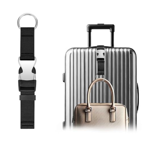 Image of Add-A-Bag Luggage Strap Gripper - Adjustable Suitcase Belt for Carrying Extra Bags, Travel Accessories, Hands-Free Travel, Black