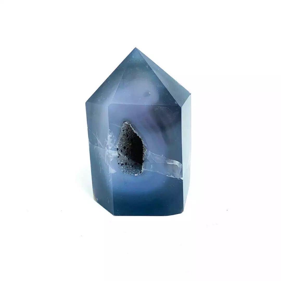 Natürlicher grauer Achat Geode Quarzkristall Zauberstab Punkt 200G-1000G 1pc Natursteine ERTEYIN