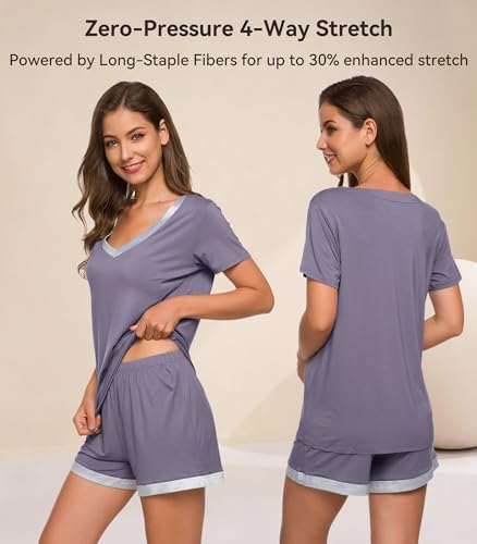 WiWi Bamboo Viscose Short-Sleeve Pajama Set — view 3