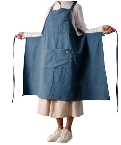 Gautsa Cute Denim Matching Apron for Kids and Adults Cook Art Paint Garden