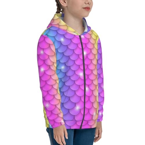 Rainbow Scales2 Kids Pullover Hoodies Boys Zip Up Sweatshirts Girls Athletic Clothes with Pocket4