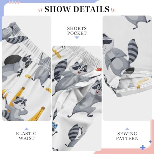 ZZXXB Funny Raccoon Print Boys Long Pants Soft Trousers Elastic Waist Kids Lounge Bottoms with Pockets S-XL4