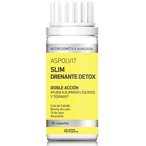 Aspolvit - Slim Drenante quemagrasas eliminan retención de líquidos. Compuesto por cola de caballo y diente de león - 60 unidades