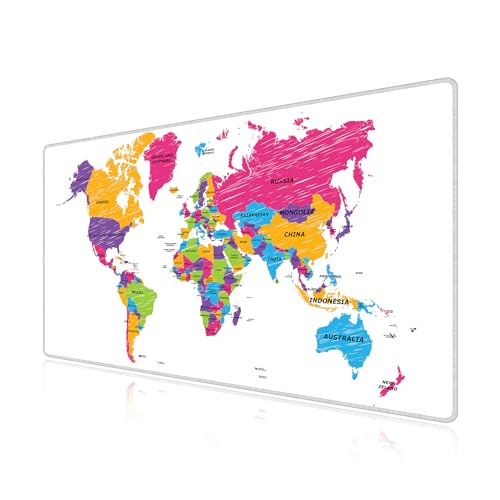 Tapis de souris lavable grand format carte du monde pour protéger la table et guider la souris