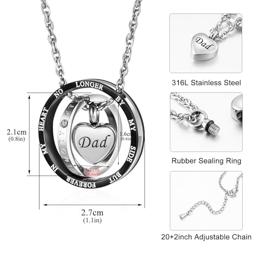 Dletay Urn Necklace for Ashes Stainless Steel Cremation Jewelry Memorial Ash Necklace for Men Women Urn Pendant Ashes Holder3