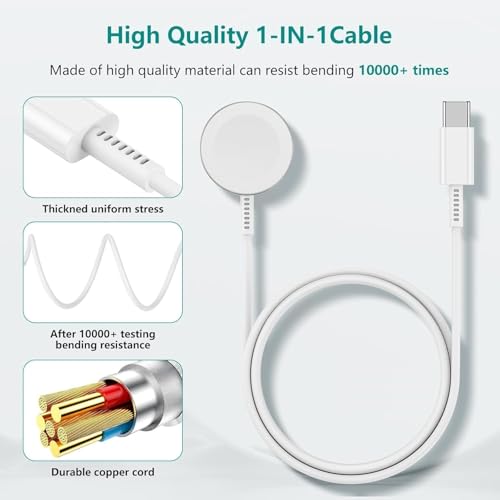 Image of Sounce Type C Charging Cable for Smart Watch with 20W Wall Adapter, Wireless Charger Fits Watch Ultra 2 /Ultra /SE /Series 10 /9 /8 /7 /6 /5 /4 /3 /2 /1, 38 /40 /41 /42 /44 /45 /49mm, Replacement Cord (3.3FT /1M, White)