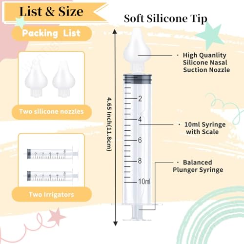 Image of Nasal Irrigator for Baby,Syringe Nasal Irrigator,10ml Nasal Irrigator Portable Infant Nose Cleaner Nose Aspirator for Baby Fast All Natural Relief-Nasal Irrigation /Nasal Spray（White）