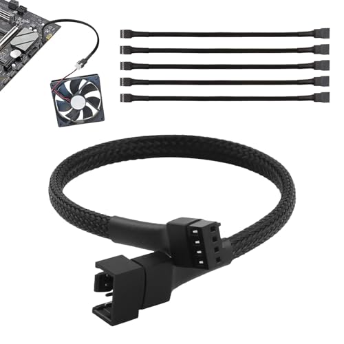 cxxtkcxxlc Cable de expansión para ventilador PWM, paquete de 6 unidades, 27 cm de largo, 4 pines, gestión óptima de cables y refrigeración mejorada para equipos de juegos y minería