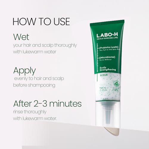 Image of LABO.H Scalp Strengthening Scrub - Korean Calrifying Shampoo for Hair Growth & Anti-Loss | Vegan Treatment with Rosemary and Sea Salt, Gentle Exfoliator, & Thicker-Looking Hair 7.33 Fl oz.