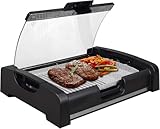 Syntrox Germany TG-1650W elektrischer Tischgrill mit Keramik Grillplatte Elektrogrill BBQ Grill Barbecue mit Glasdeckel
