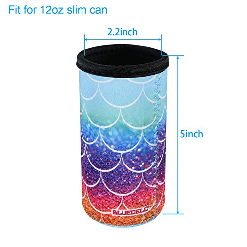 Bluecell Pack of 3 Neoprene Insulators Beer Can Sleeves Fit for 12oz Slim Drink Beer Cans (Fish-Scale Pattern (3pcs)) - Thumbnail 4