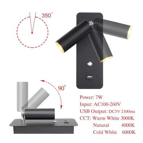 Luz de pared LED para pasillo con interruptor que soluciona la falta de enchufes USB 3