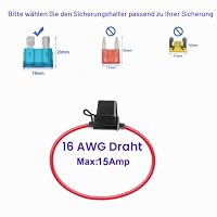 Gebildet 5pcs 16AWG Sicherungshalter mit Draht für KFZ LKW,32V 20A Inline Flachsicherung Wasserdicht Halter mit 6pcs Standard Mittel Sicherungen+10pcs Wasserdichtes Wärmeschrumpfendes Terminal – Ansicht 4