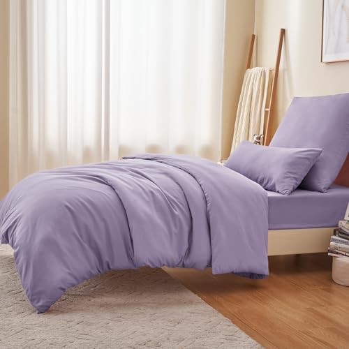 RUIKASI Bettwäsche 155x220 Lavendel 2teilig - Hell Violett Mikrofaser Bettwäsche-Sets Oeko-TEX… – Ansicht 5