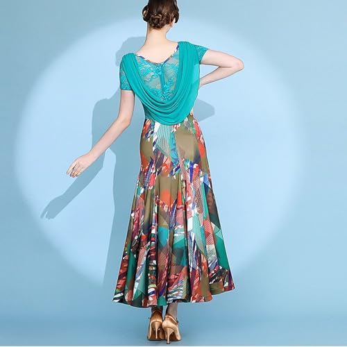 Robe de danse moderne fluide à col oscillant vêtement entraînement de valse