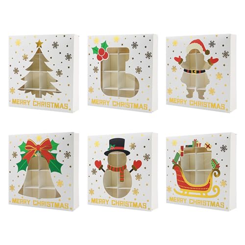 Metacipher 24Pcs Christmas Cookie Box with Window and Dividers, Holiday Gift Boxes, 16 Compartments Bakery Boxes for Packaging Cupcakes, Candy, Goodies Candy, Christmas Decoration