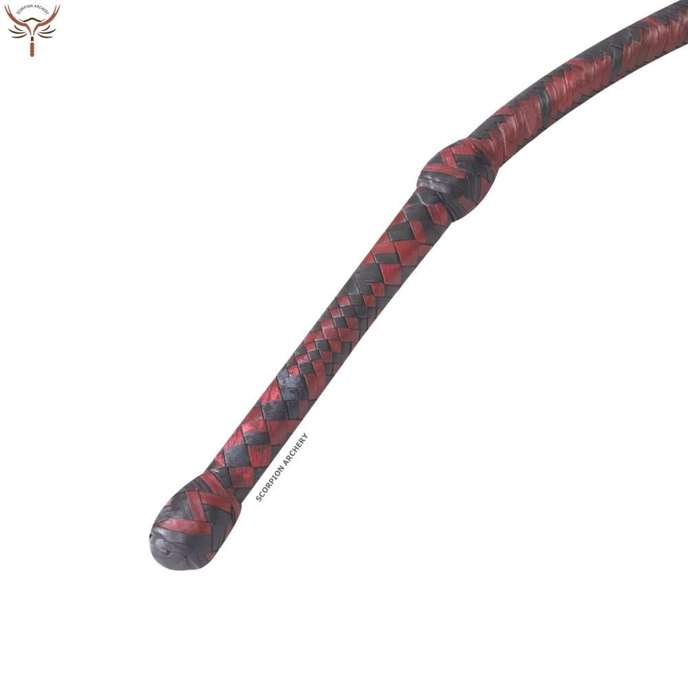 Bullwhip Reitpeitsche, 90 cm, 1,8 m, 2,4 m, echtes Rindsleder, 8 Zöpfe, Schwarz und Rot, Seilkern innen, Geburtstagsgeschenk für Ihn