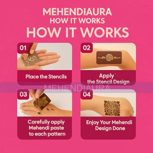 Image of Rajasthani Mehendi Decorative Hand Stencil Sticker Set with Floral and Mandala Patterns Stencil Bridal Design Wedding, Festival & Party Rajasthani Mehndi Henna for Hands [B8]