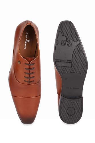 Image of Louis Philippe Men Premium Leather Breathable Lining Material Anti Slip with Heel TPR Sole Formal Oxford Shoes