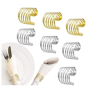 12 STKS Metalen Servetringen, Biluer Servethouders Ringen Servetringen voor Bruiloft/Banket/Jubileum/Feest/Verjaardag/Festival/Doop Tafeldecoratie (6 Goud / 6 Zilver)