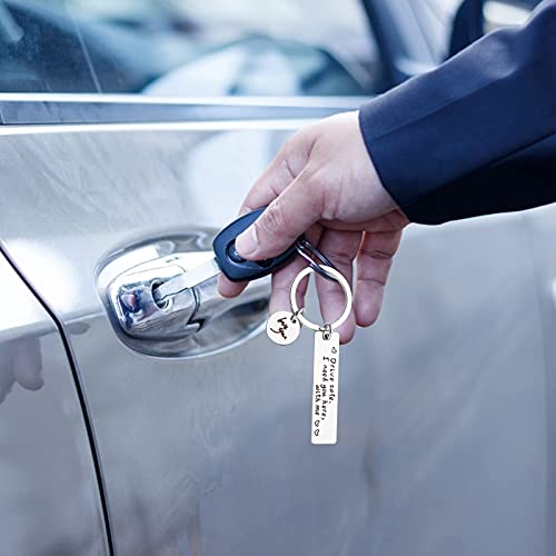 Personalisierter Schlüsselanhänger aus Edelstahl - Safe Driving I Need You By My Side Key Chain für Herren, Damen, Familie, Ehemann, Ehefrau, Freund - Motorrad Geschenk