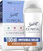 Secret Clinical Strength 100HR Sudor y Olor, Respuesta al Estrés Sólido Invisible Antitranspirante y Desodorante para Mujer, Protección 3X contra el Estrés con Ácido Hialurónico, Minerales Equilibradores de pH, 2.6 oz (Paquete de 1) 2