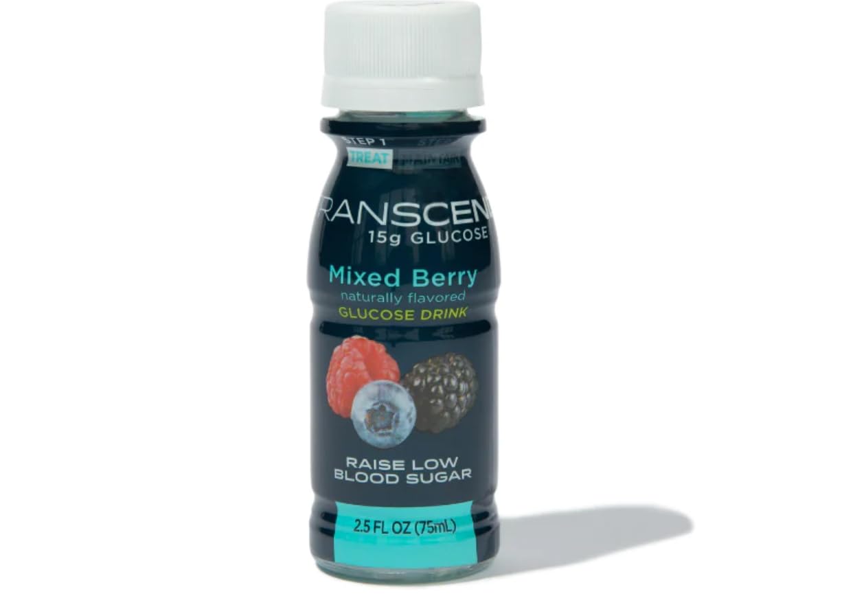 Transcend Glucose Shots - Mixed Berry - 24 Pack (2.5oz each) - Blood Sugar Support Liquid Glucose Shots for Diabetics - Fast Acting Glucose, Gluten Free, Vegan, Precise 15g Dose - Made in the USA
