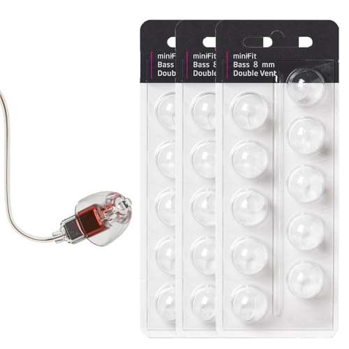 （8mm Double Vent） Hearing Aid Domes for Oticon MiniFit ProWax - (30 Pcs) Replacement Ear Tips - Hearing Aid Supplies & Accessories, Compatible with 60, 85, and 100 dB Hearing Aid Receivers.