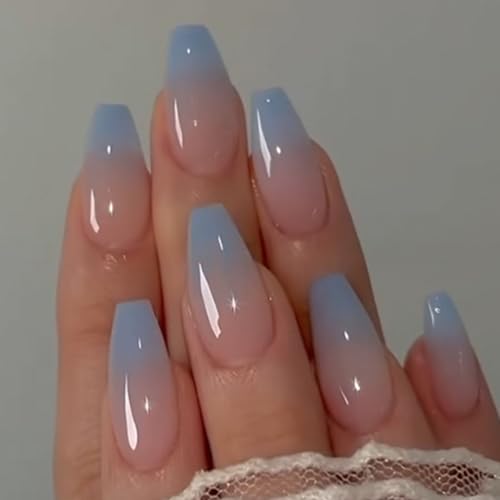 Square Fake French Nails False Long Nails Full Cover Acrylic Long...