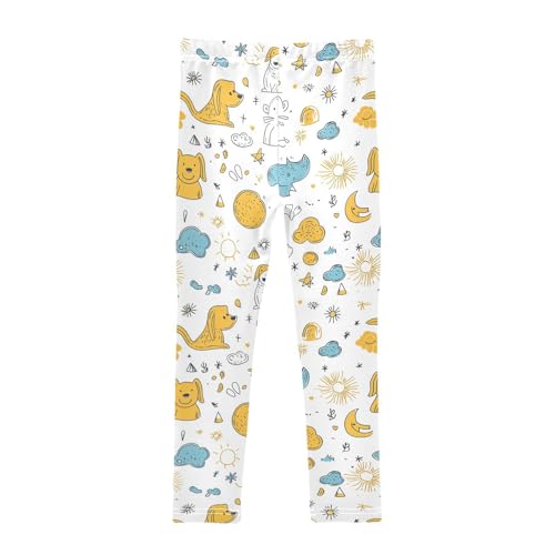 Doodle Dog Animal Girls Casual Leggings for Kids Printed Long Pant Bottoms Stretch and Soft2