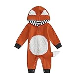 TheFound Infant Baby Boy Romper Long Sleeve Ribbed Oversized Coverall Hooded Jumpsuit Overalls Fall Winter Clothes (Orange Fox, 0-3 Months)