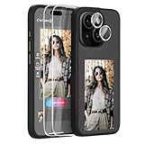 GLIMALL 5 in 1 e Ink Phone Case for iPhone 15, Smart NFC Ink Screen Phone Case, with Screen Protector [2 Pack] + Camera Lens Protectors [2 Pack], DIY Photos, Anti-Scratch