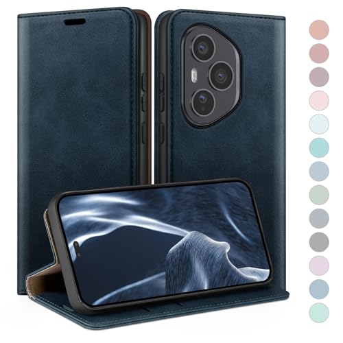 Coque Honor 400 Pro 5G avec RFID Blocage Etui Rabat Cuir Portefeuille Bleu