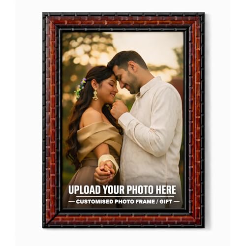 Image of AARVI Customized Photo Frame | Personalized Picture Frame with Photo Upload | Anniversary, Birthday & Wedding Gift for Couples & Family | A4 Size Black Wooden Frame