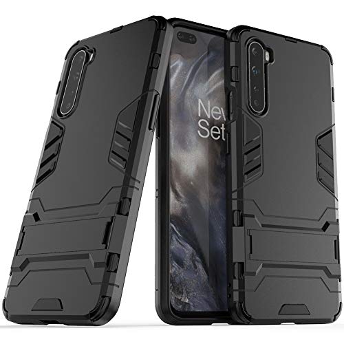 DWaybox Funda para teléfono móvil para OnePlus Nord 2 en 1 Armadura de Doble Capa Cubierta Trasera Resistente a Prueba de Golpes para OnePlus 8 Nord 5G / OnePlus Z con Soporte -Negro