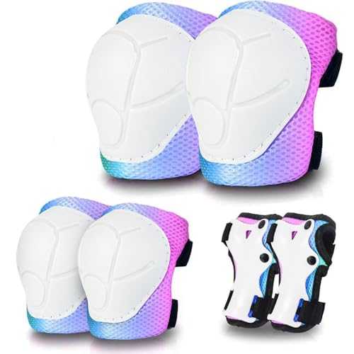 JeeFree Skateboard Pads Kids/Youth/Adult Shield Elbow Pads and Wrist Guards Protective Gear,Strong Double Straps&Adjustable Easy-Fix Clips for Skateboarding,Rollerblading,ScooterRoller,Skating,Bicycle