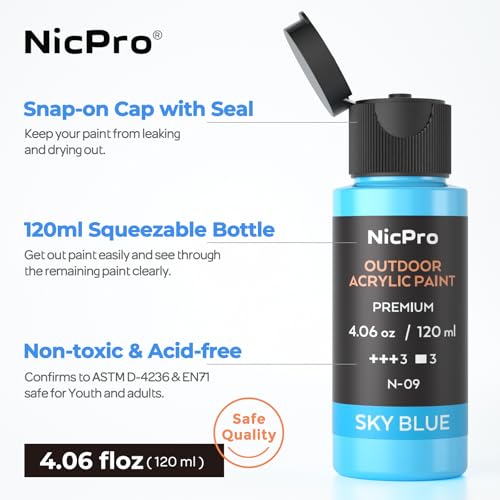 Nicpro 14 Colors Outdoor Acrylic Paint Set, 4oz Waterproof Acrylic Paints by Nicpro - Used condition - Image 8