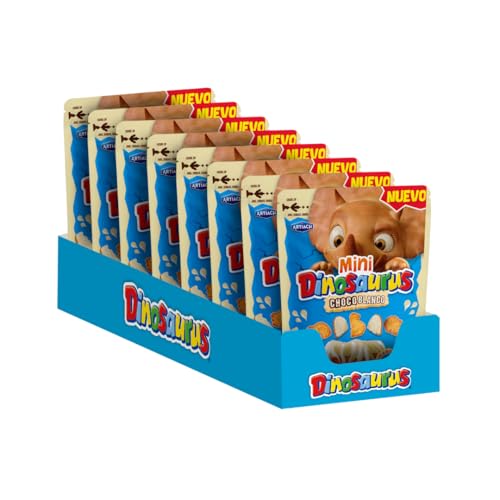Dinosaurus - Galletas Mini Dinosaurus Choco Blanco - (Pack de 8) - Total 0,80kg