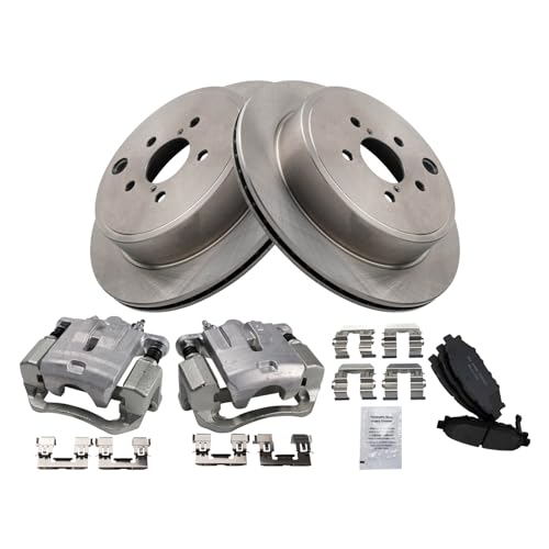 Image of TRQ Rear Brake Pad and Rotor Set Ceramic Rotors Calipers