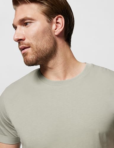 Calvin Klein Herren T-Shirt Kurzarm Badge Turn Up Sleeve Rundhalsausschnitt, Beige (Elephant Skin), S – Ansicht 3