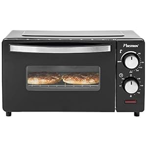 Bestron Grill Bakoven met boven- en onderwarmte, mini oven met 9 L, 800W, rvs / zwart