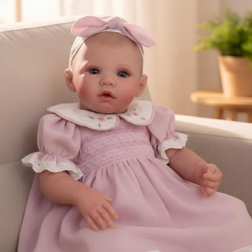 Muñeca bebé renacida de vinilo y tela, 20 pulgadas miniatura 3