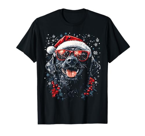 Funny Labrador Retriever Christmas Dog Santa Hat T-Shirt