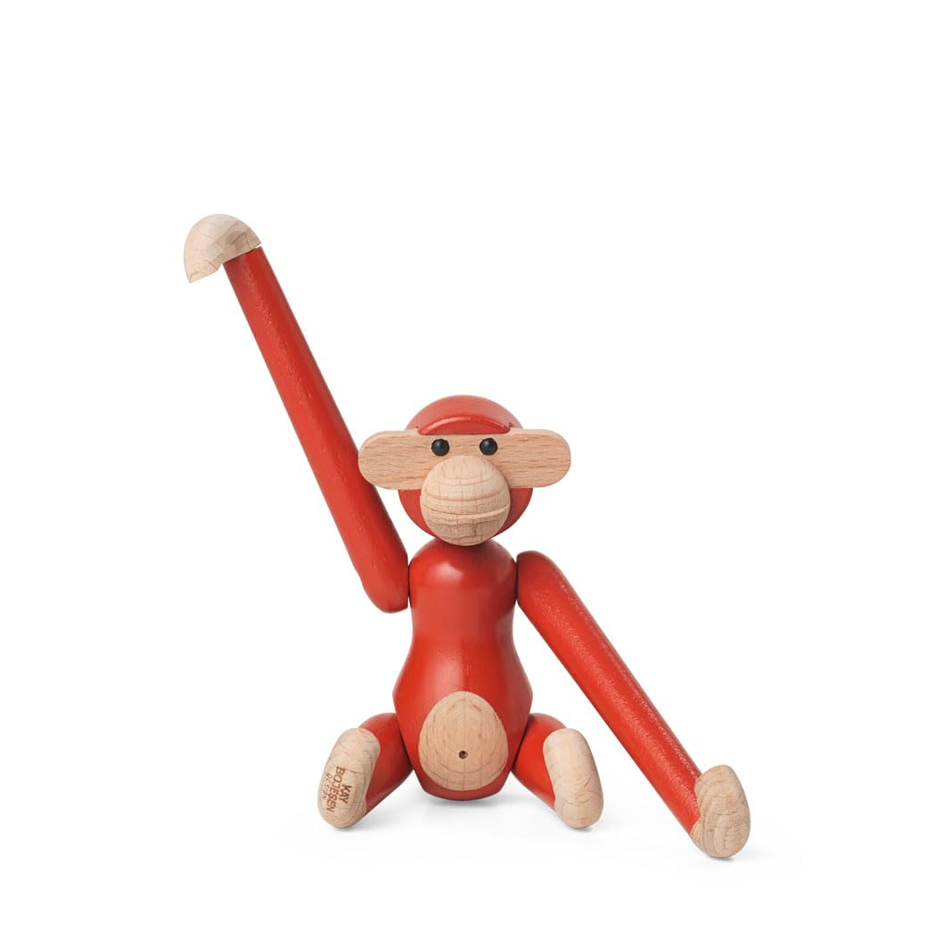 Kay Bojesen Figurine 39360 - Figura de Mono (Haya, Pintada, 9,50 x 10 x 3,50 cm), Color Rojo