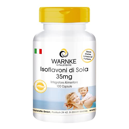 Isoflavoni di soia 35mg - Per la menopausa - 100 Capsule - Con vitamina E | Warnke Vitalstoffe - Qualità da farmacia tedesca