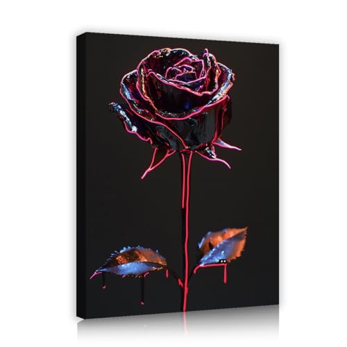 Toile murale rose noire rouge déco salon moderne peinture fleur gothique 45x60