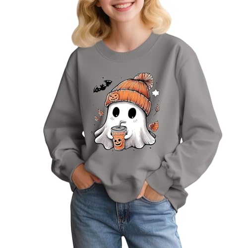 Girls Halloween Sweatshirt Cute Graphic Pullover Long Sleeve Casual Top Fall Crewneck Shirt