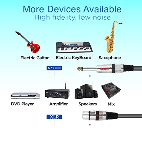 Image of Microphone Cable 3 Pin XLR Female to 1 /4 inch TS 6.35 mm Male 5 Meter /16 Feet, TRS to XLR Female Cable For Dynamic Microphone,Amplifier. (BLACK)