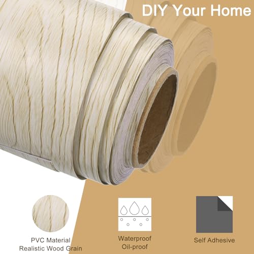 Image of uxcell Wood Grain Tape, 2 inch x33 Ft Self Adhesive Wood Grain Repair Patch for Baseboards, Doors, Floor Repair, Furniture Home Decor White Maple