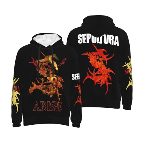 Image of IUEYSHDGFSA Se&p*ul*tu&ra Logo Black Hoodie Men's Long Sleeve Hoodie Warm Pullover with Hood Casual Hooded Jacket Sweatshirt Hoodie with Pocket, black, M
